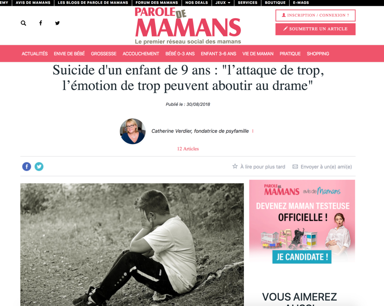 Parole De Mamans Suicide D Un Enfant De 9 Ans L Attaque De Trop L Emotion De Trop Peuvent Aboutir Au Drame Psyfamille Accompagner Soigner Aider Les Enfants A Grandir Parole De Mamans Suicide D Un Enfant De 9 Ans L Attaque De Trop L Emotion De Trop Peuvent Aboutir Au Drame Psyfamille Accompagner Soigner Aider Les Enfants A Grandir